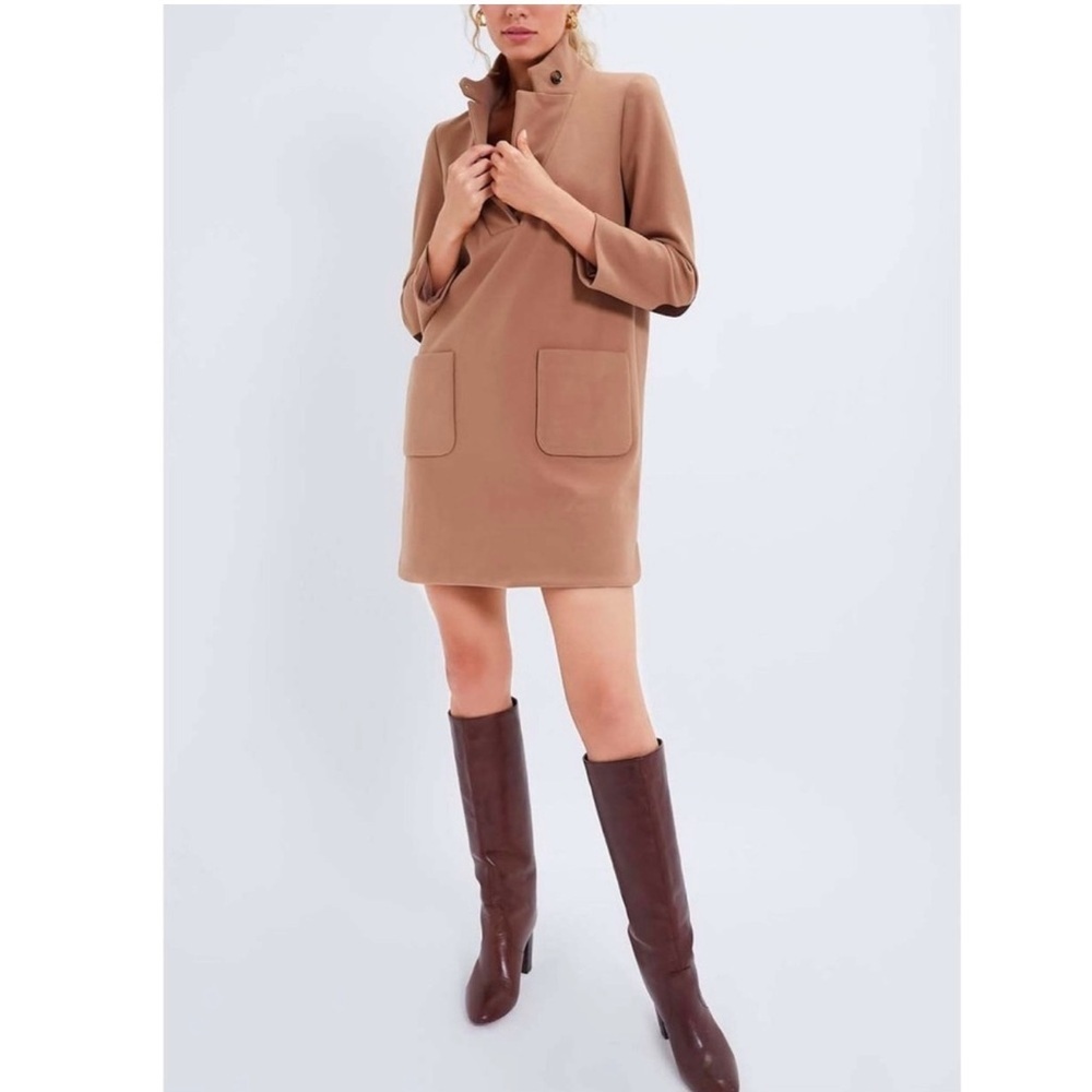 Tuckernuck Camel Emerson Coat Dress XXL Long Sleeve Mini Pockets $298 NWT - Picture 2 of 16